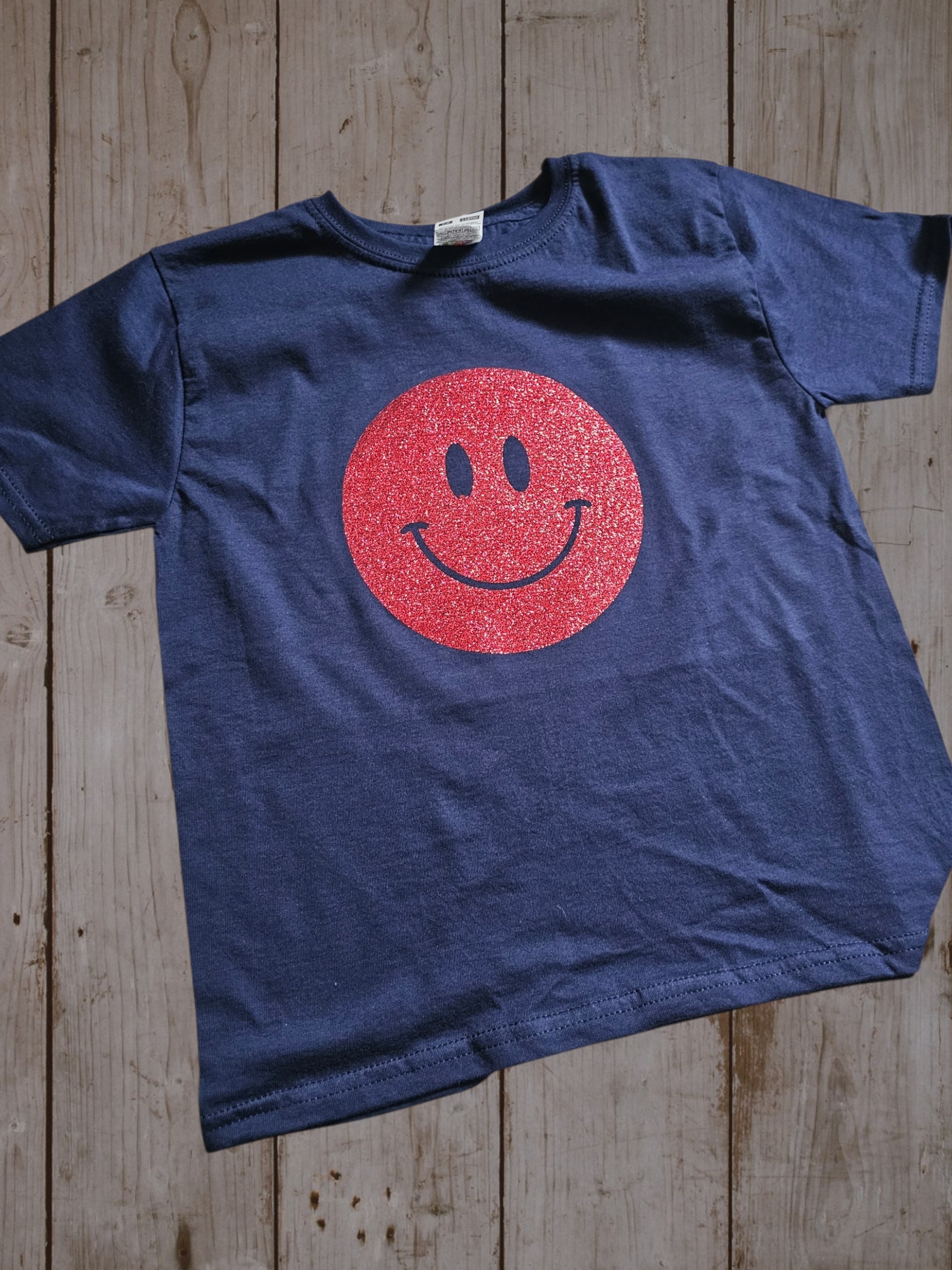 Shirt Smiley Rot Glitzer