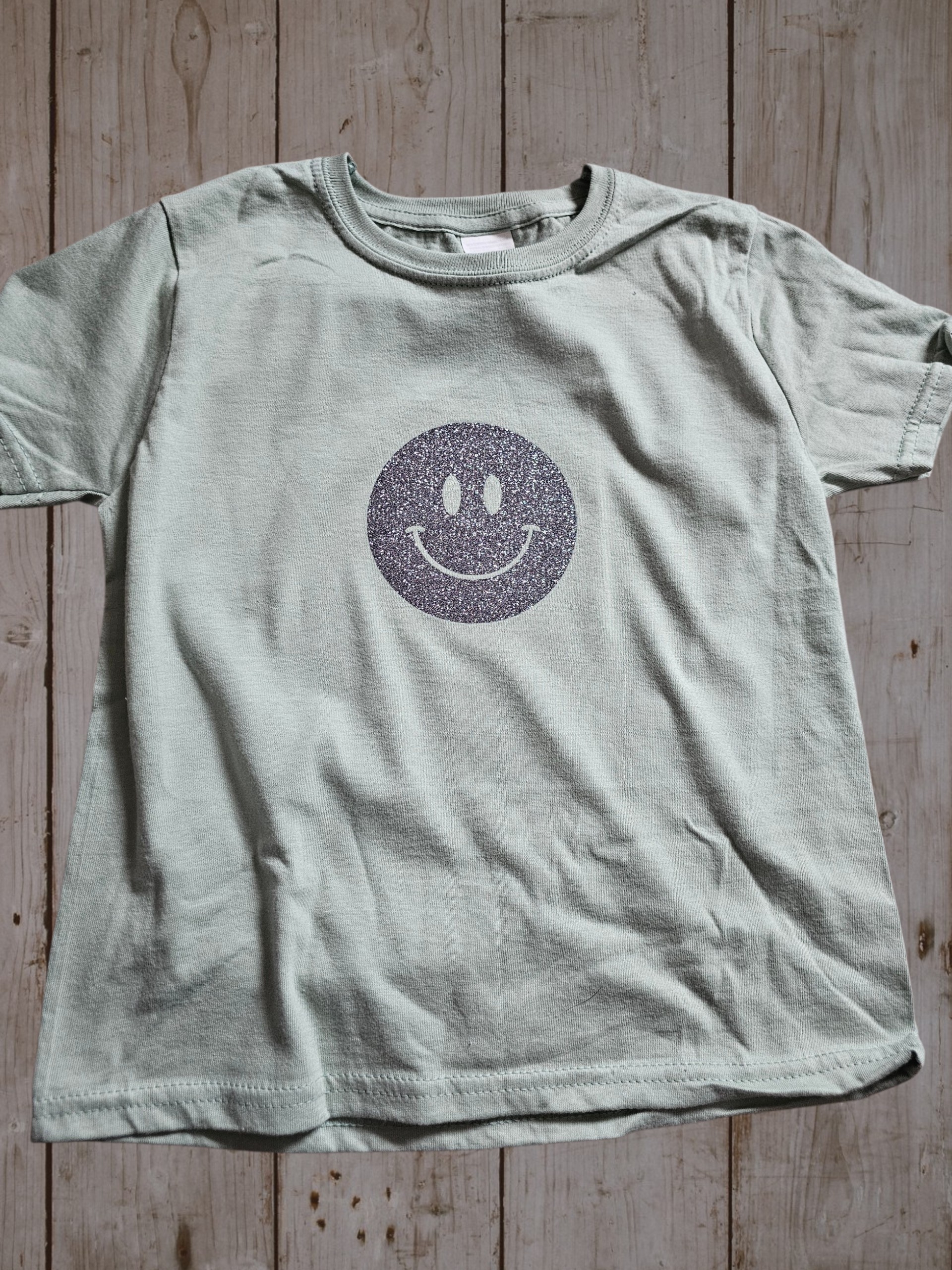 Shirt Smiley Silber Glitzer